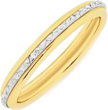 9ct Gold Two Tone Diamond Cut Stacker Ring