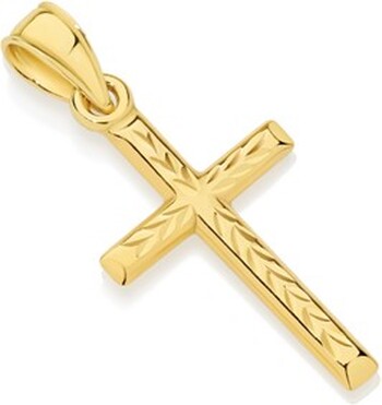 9ct Gold Diamond Cut Cross Pendant