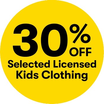30% off Selected Licensed Kids Clothing