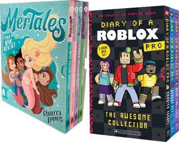 Mertales 4 Book Box Set Age 6+ or Diary of a Roblox Pro 3 Book Box Set Age 8+