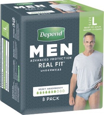 Depend Real Fit Underwear Men Large 8 Pack