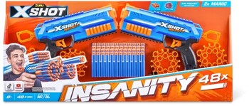 2 Pack Zuru X-Shot Insanity Manic Blaster 48 Darts