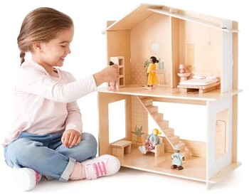 NEW 8 Piece Wooden Dollhouse