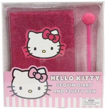 Hello Kitty Sequin Diary and Fluffy Pen Set