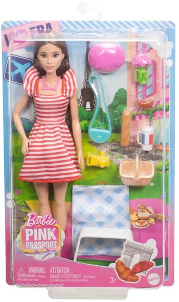 Barbie Pink Passport Paris Doll Set