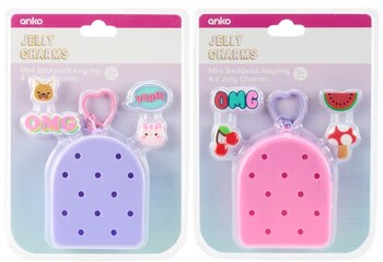 Mini Backpack Keyring and Jelly Charm Set - Assorted