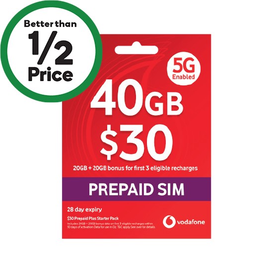 vodafone prepaid sim woolworths