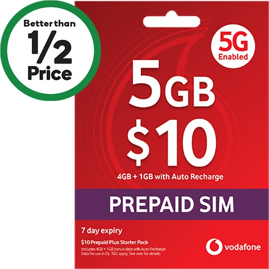 vodafone prepaid sim woolworths