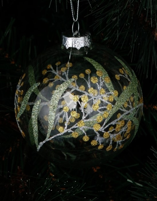 Australian House & Garden Eucalyptus Glass Wattle Decal Wrapped Bauble