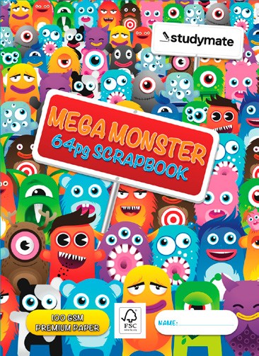 Studymate 330x240 100gsm Mega Monster PP Cover Scrapbook 64pg