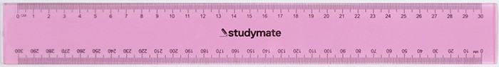 Studymate Plastic Ruler 30cm Fluoro Pink