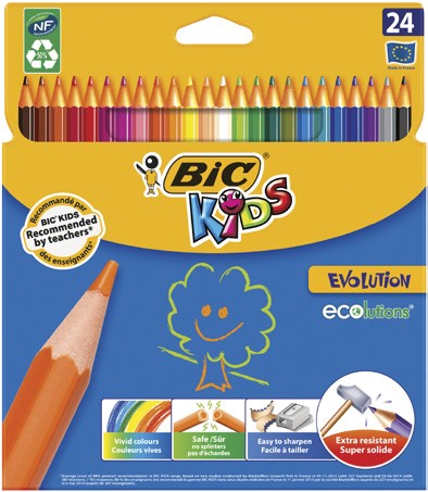  BIC Kids Evolution ECOlutions Colouring Pencils 24 Pack : Toys  & Games