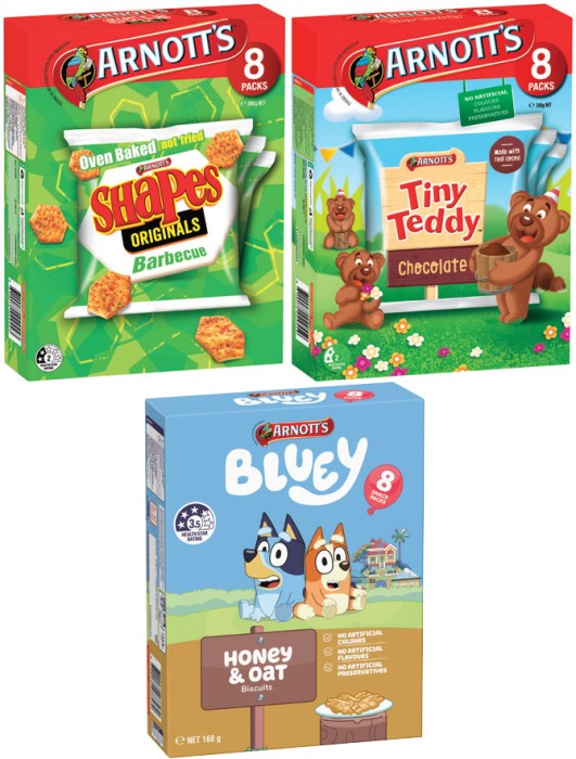 Arnott's Multipack Tiny Teddy, Shapes or Bluey Biscuits 150g-200g - Coles  Catalogue - Salefinder