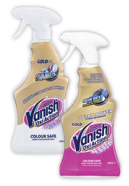 Vanish Preen Oxi Action Gold Fabric Stain Remover Spray 450mL - Coles  Catalogue - Salefinder