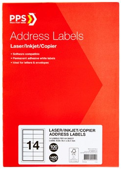 PPS Address Labels 14UP 100 Sheets