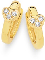 9ct Gold Cubic Zirconia Pave Heart Huggie Earrings