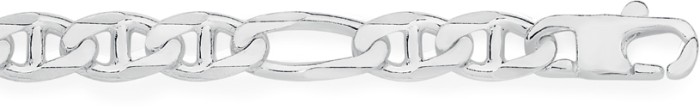 Sterling Silver 21cm Solid Marine Figaro 3+1 Gents Bracelet