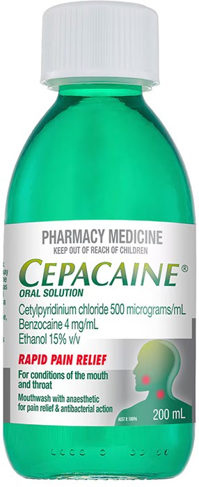 Cepacaine Oral Solution Anaesthetic & Antibacterial 200ml
