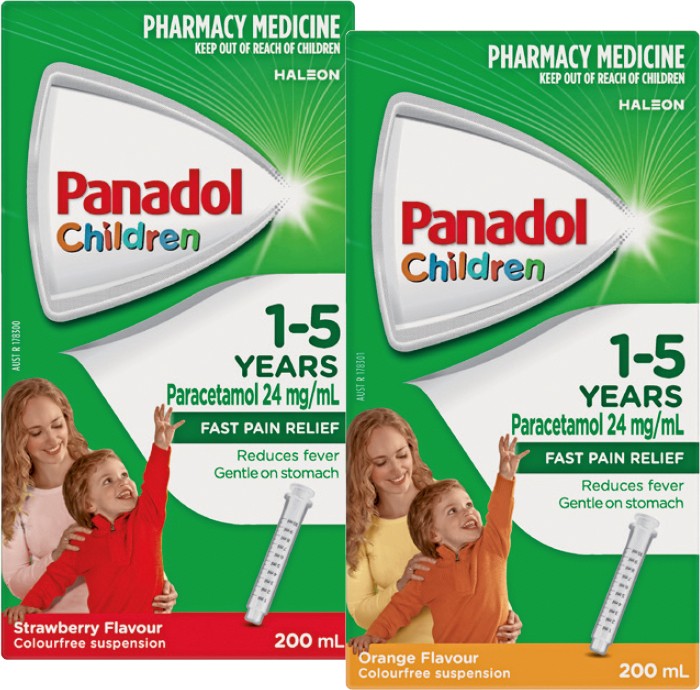 Panadol Children 1-5 Years Strawberry or Orange Flavour 200mL