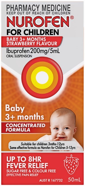 Nurofen For Children Baby 3+ months Strawberry Flavour 50mL