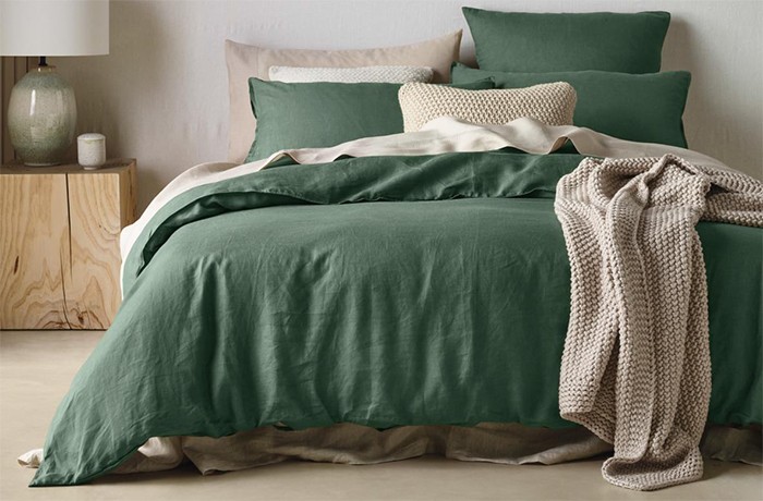 Australian House & Garden Sandy Cape Washed Belgian Linen Quilt Cover Set^