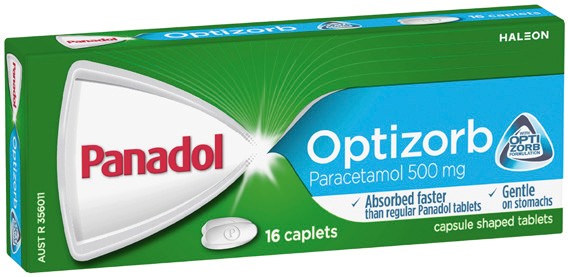 Panadol Optizorb Paracetamol 500mg Caplets 16 Pack*