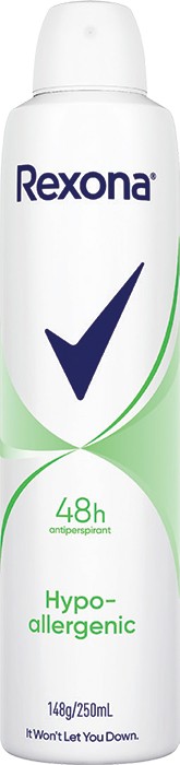 Rexona Antiperspirant Deodorant 250mL - Hypo-Allergenic