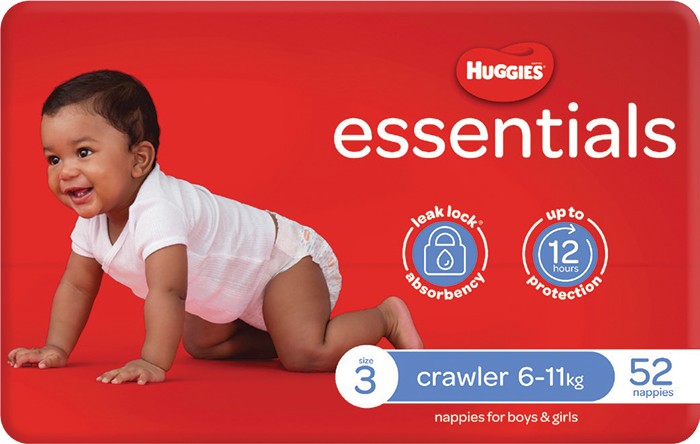Huggies Essentials Nappies 52 Pack - Crawler