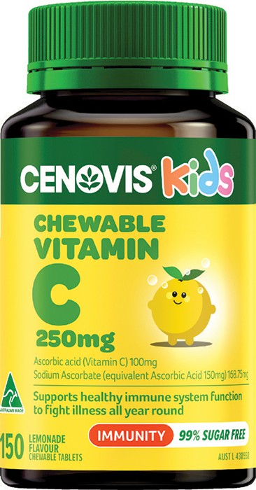 Cenovis Kids Chewable Vitamin C 250mg Lemonade Flavour 150 Tablets*