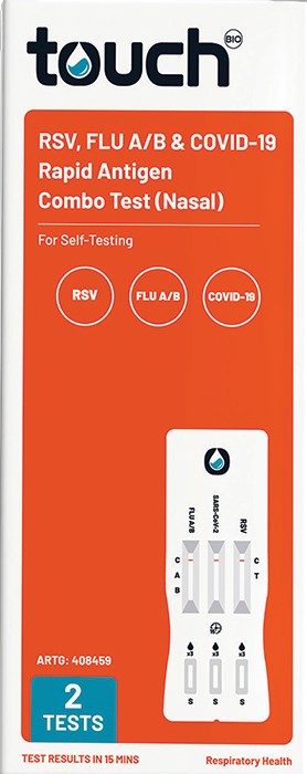 TouchBio RSV, Flu A/B & Covid-19 Rapid Antigen Combo Test 2 Pack*
