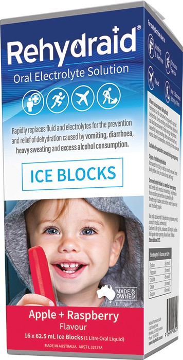 Rehydraid Apple + Raspberry Flavour Ice Blocks 16 Pack*