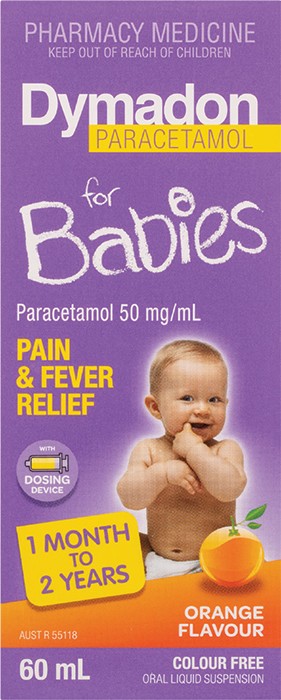 Dymadon For Babies 1 Month - 2 Years Orange Flavour 60mL^