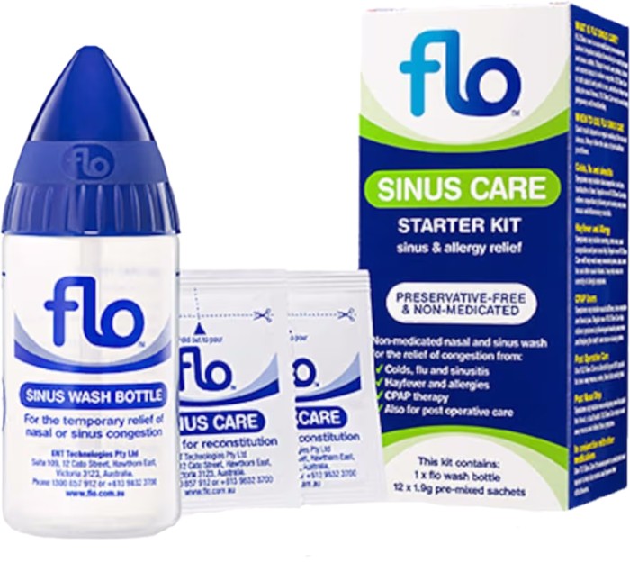 Flo Sinus Care Starter Kit with 12 Sachets & 1 Wash Bottle