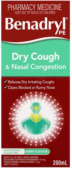Benadryl Dry Cough & Nasal Congestion Liquid 200ml