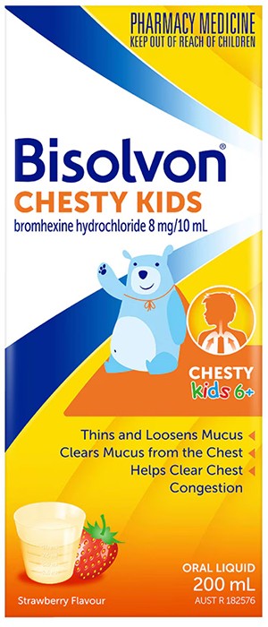 Bisolvon Chesty Kids 6+ Cough Liquid Strawberry 200ml