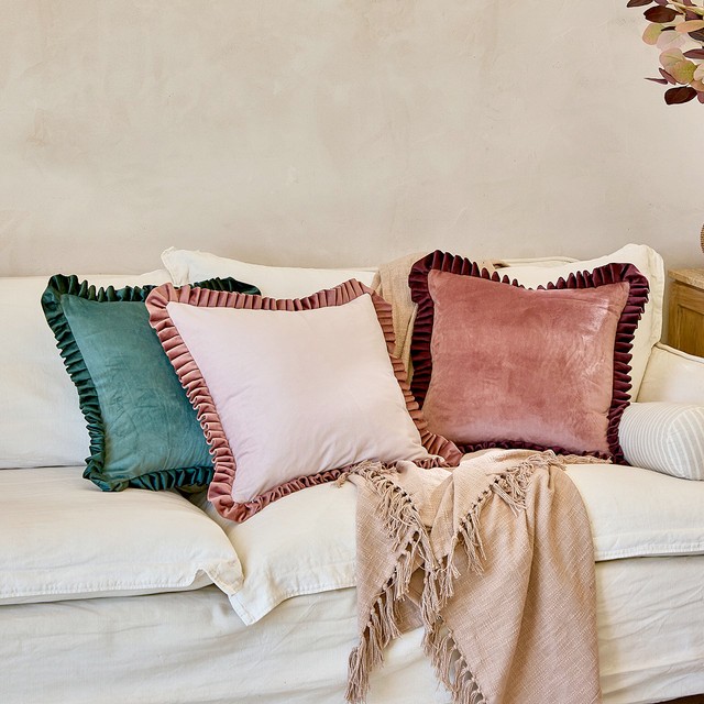 Davina Pleated Ruffle Velvet Cushion by M.U.S.E.