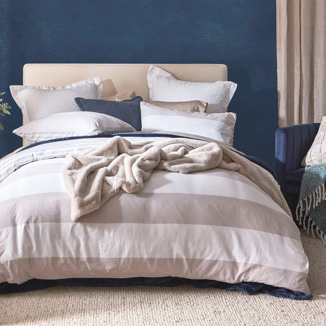 Kyra Reversible Striped Quilt Cover Set by Habitat