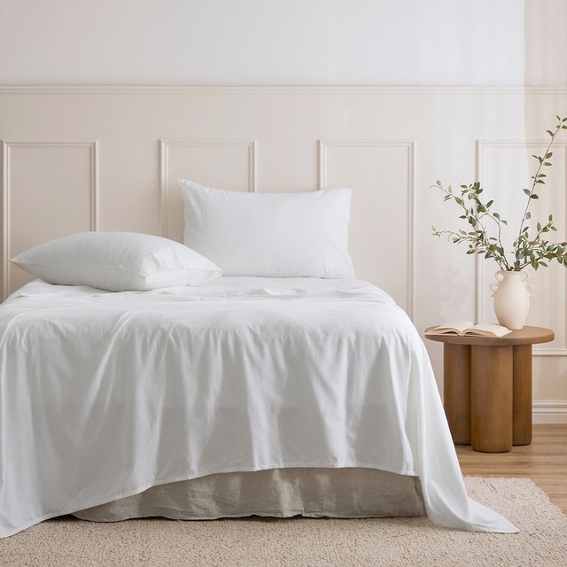 White Cotton Flannelette Sheet Set by Essentials