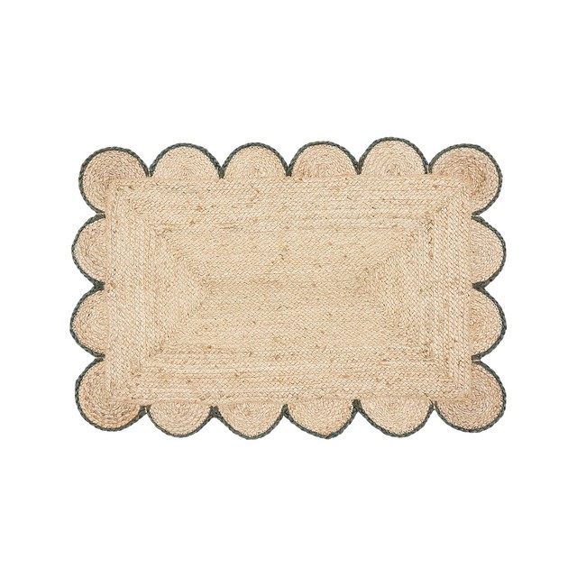 Aria Scalloped Dark Green Jute Indoor Mat by Habitat