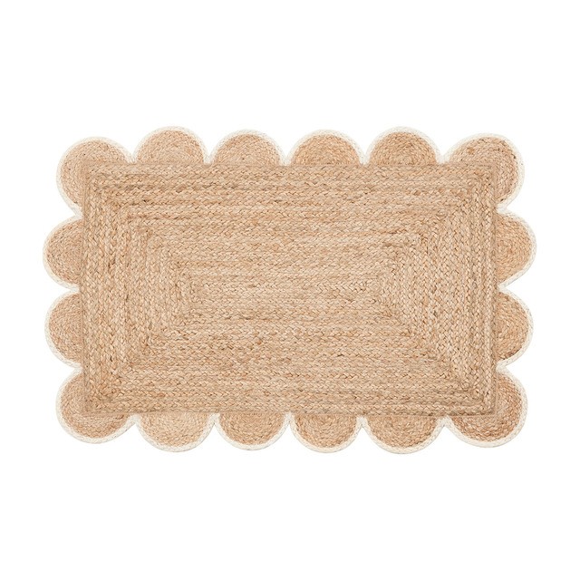 Aria Scalloped Natural/White Jute Indoor Mat by Habitat