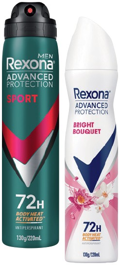 Rexona Advanced Protection Antiperspirant Spray 220mL Selected Varieties