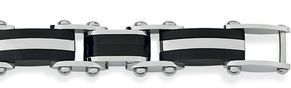 Stainless Steel 21cm Black Plate Satin & Polish Men's Bracelet
