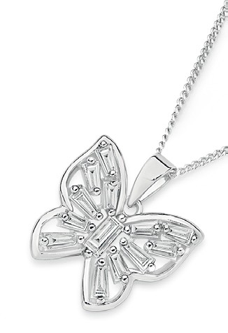 Sterling Silver Cubic Zirconia Butterfly Pendant