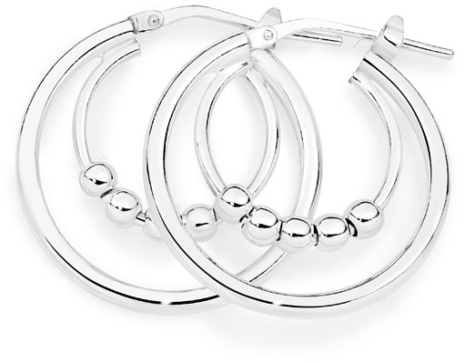 Sterling Silver Double Hoops w/ 5 Balls