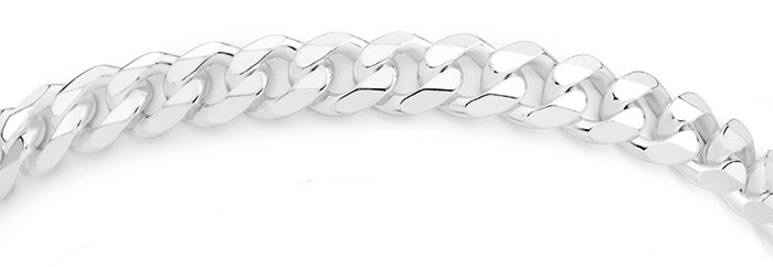 Sterling Silver 19cm Dia-Cut Bevelled Italian Curb Chain