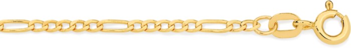 9ct Gold 20cm Solid Diamond-Cut Figaro 5+1 Bracelet