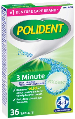 Polident 3 Minute Daily Denture Cleanser Tablets 36 Pack*