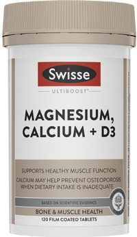 Swisse Ultiboost Magnesium, Calcium + D3 Tablets 120 Pack