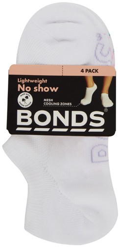 Bonds Women's Logo Light No Show 4 Pack