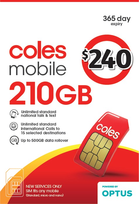 Coles Mobile $240 Prepaid SIM